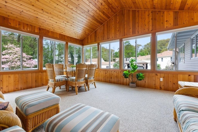 2 Cider Mill Rd, Peabody, MA 01960 - sunroom with wooden walls, healthy amount of natural light, carpet flooring, vaulted ceiling, and wooden ceiling