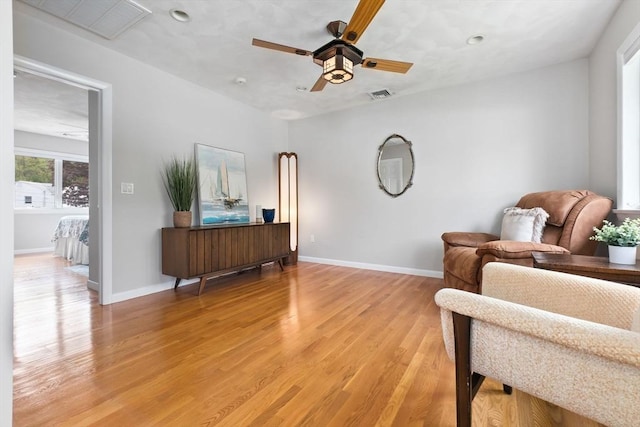 2 Cider Mill Rd, Peabody, MA 01960 - living area with light wood-style flooring, a ceiling fan, baseboards, and recessed lighting