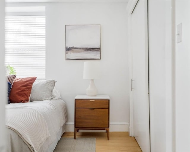 23 Hall Ave Unit 1, Somerville, MA 02144 - bedroom featuring light wood-type flooring, baseboards, and a closet