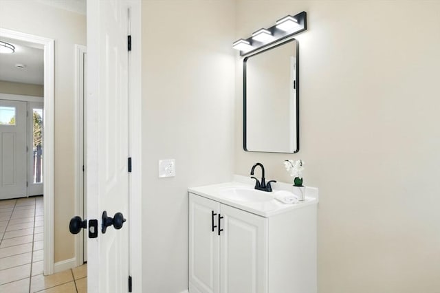 bathroom with vanity and tile patterned floors