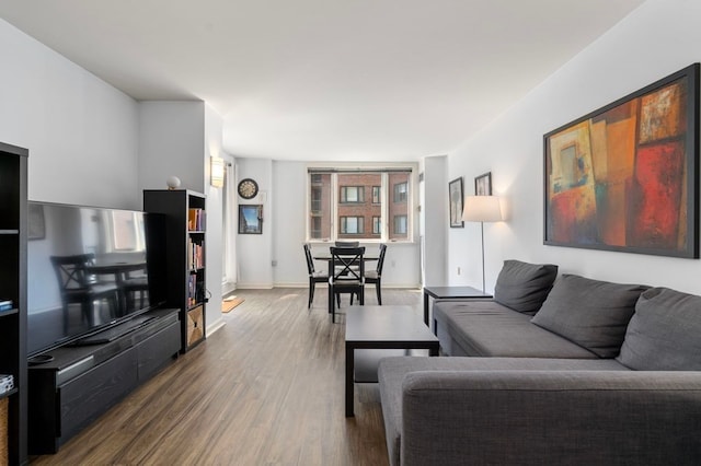 living room featuring dark hardwood / wood-style flooring