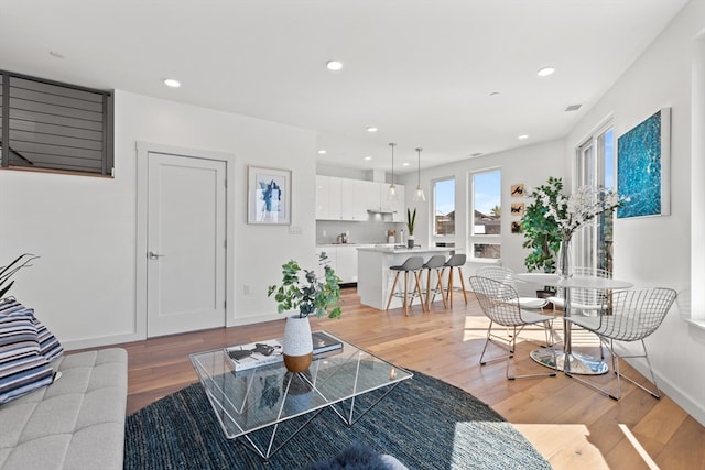 living room featuring light hardwood / wood-style floors