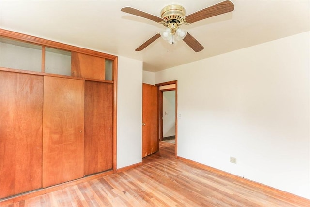 109 Bacon Rd, Springfield, MA 01119 - unfurnished bedroom with light wood-style floors, a closet, and ceiling fan