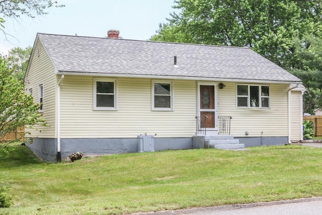 109 Bacon Rd, Springfield, MA 01119 - view of front of property with a chimney, a front lawn, and roof with shingles