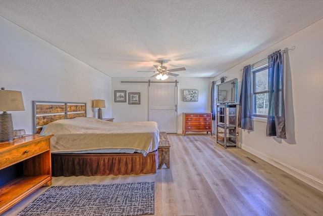 159 School St, Granby, MA 01033 - bedroom with light wood-style flooring, ceiling fan, a textured ceiling, and baseboards