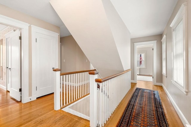 9 Palmer Rd, Marblehead, MA 01945 - hall featuring an upstairs landing, light wood-style flooring, and baseboards