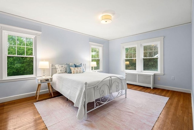 9 Palmer Rd, Marblehead, MA 01945 - bedroom with radiator heating unit, multiple windows, baseboards, and wood finished floors