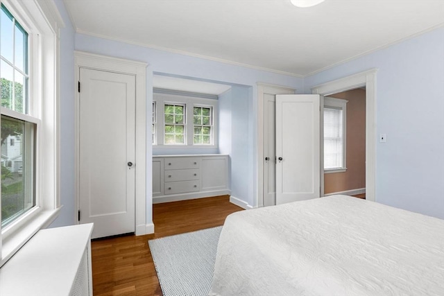 9 Palmer Rd, Marblehead, MA 01945 - bedroom featuring dark wood-type flooring and crown molding