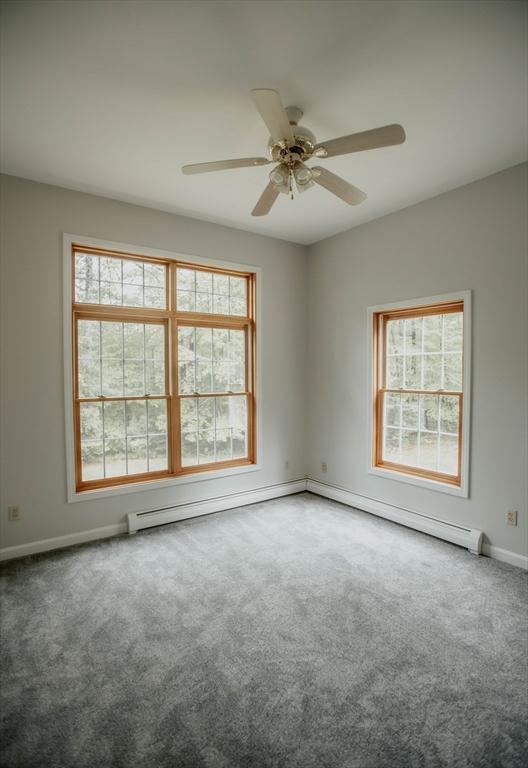 251 Butterworth Rd, Barre, MA 01005 - unfurnished room with carpet flooring, ceiling fan, and baseboard heating