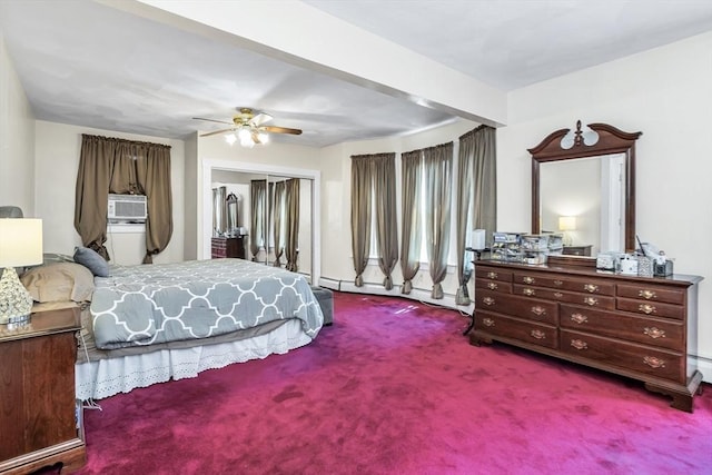 16 Pacific St, Lynn, MA 01902 - bedroom with carpet, cooling unit, a closet, and ceiling fan