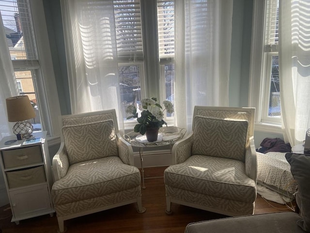 sitting room with wood finished floors