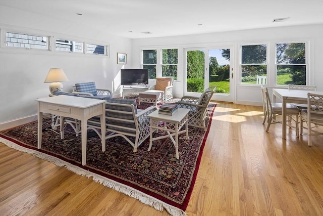 living room featuring light wood-type flooring