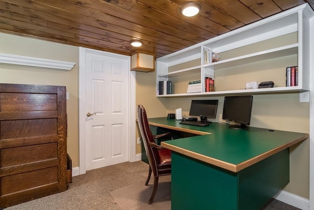 5 Warner Way, Canton, MA 02021 - office area featuring wooden ceiling, carpet flooring, baseboards, built in desk, and recessed lighting