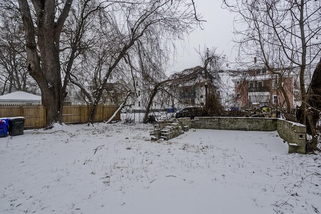 view of yard covered in snow