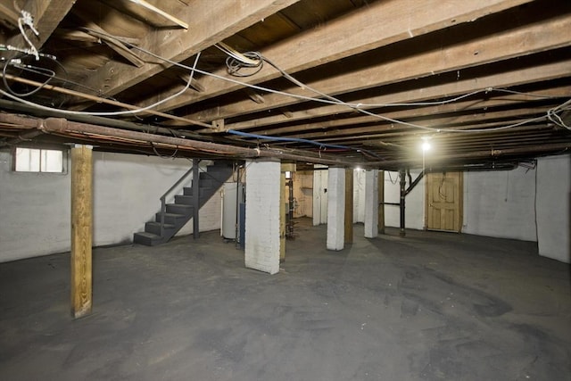 basement with water heater