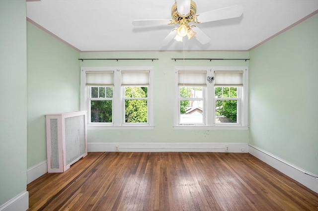 89 Merrill Ave, Lowell, MA 01850 - empty room featuring hardwood / wood-style flooring, ornamental molding, baseboards, and ceiling fan