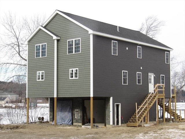 view of snow covered property