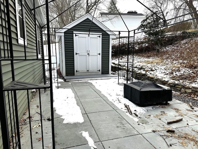 view of snow covered structure