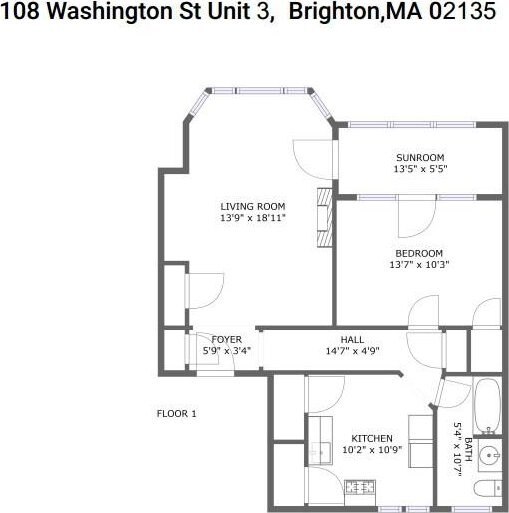 108 Washington St Unit 3, Boston, MA 02135 - home floor plan