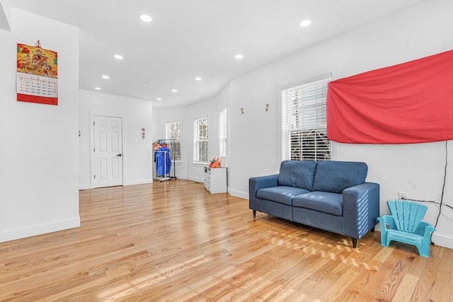 sitting room featuring light hardwood / wood-style flooring