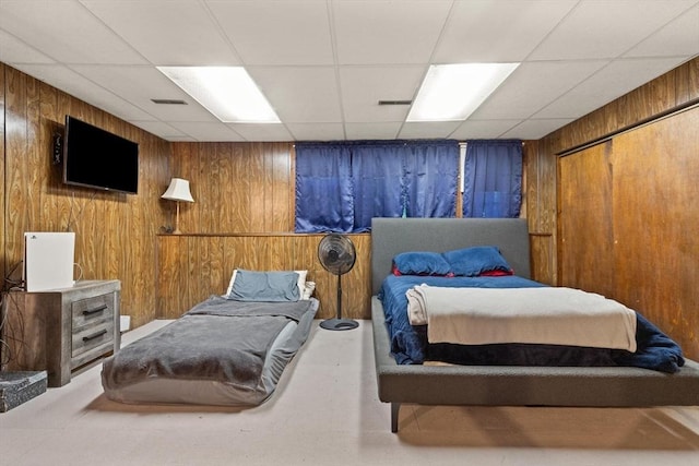 26 Hemlock Ter, Randolph, MA 02368 - bedroom featuring wooden walls and a drop ceiling