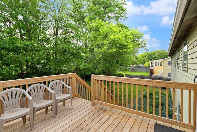 26 Hemlock Ter, Randolph, MA 02368 - wooden terrace with view of wooded area