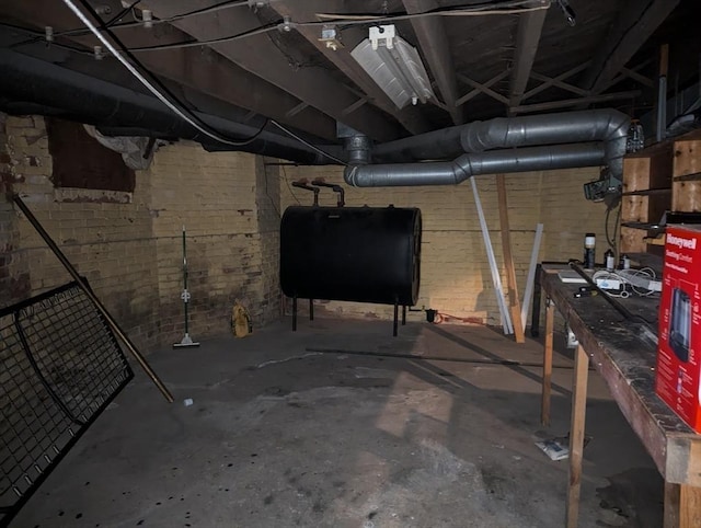unfinished basement with heating fuel