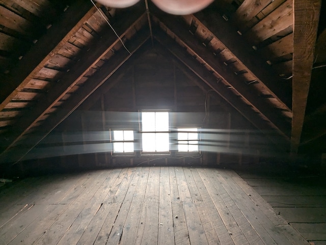 view of unfinished attic