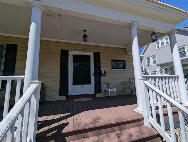 deck featuring covered porch