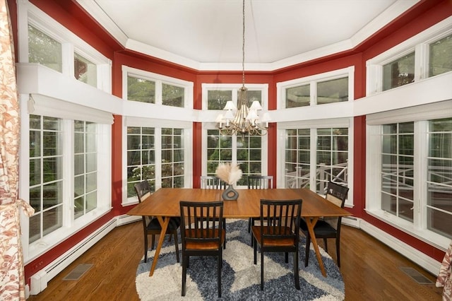 20 Albee Dr, Braintree, MA 02184 - sunroom featuring a baseboard radiator and a chandelier