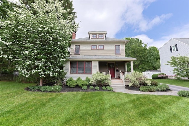 5 Baxter St, Westborough, MA 01581 - american foursquare style home with covered porch and a front lawn