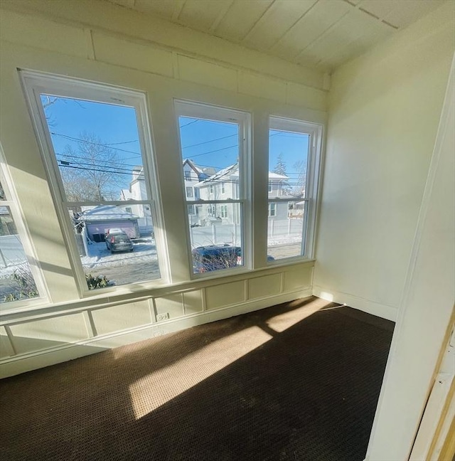 view of unfurnished sunroom