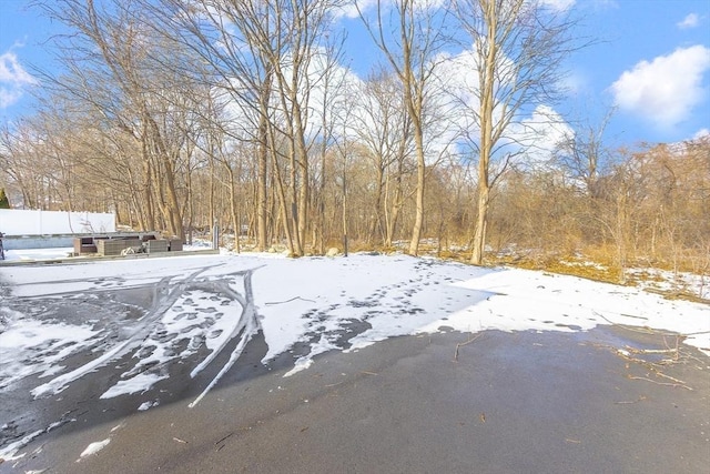 view of yard covered in snow