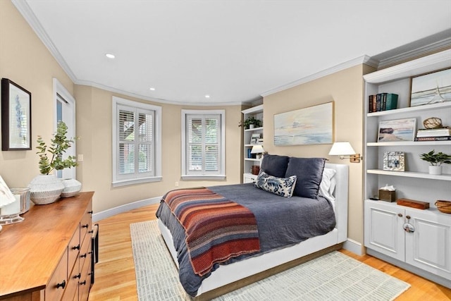 12 Braddock Park Unit 1, Boston, MA 02116 - bedroom featuring ornamental molding, light wood-style flooring, recessed lighting, and baseboards