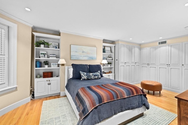 12 Braddock Park Unit 1, Boston, MA 02116 - bedroom featuring crown molding, light wood-type flooring, baseboards, and recessed lighting