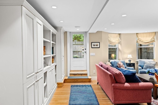 12 Braddock Park Unit 1, Boston, MA 02116 - living room featuring light wood-type flooring, recessed lighting, and baseboards