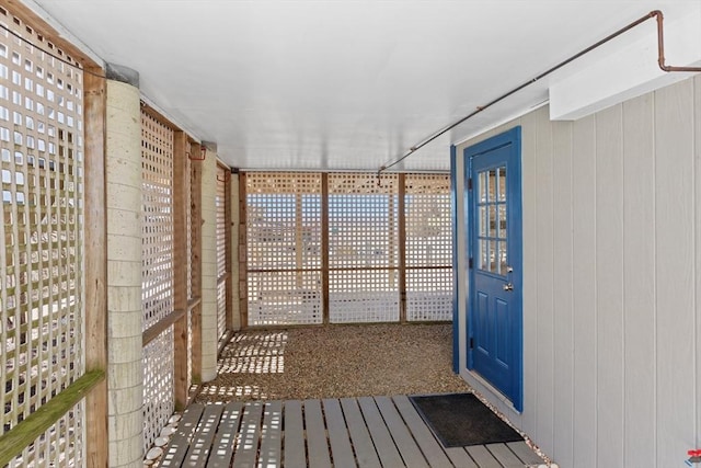 view of unfurnished sunroom