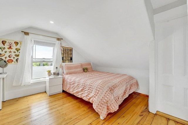 59 Bonair St, Somerville, MA 02145 - bedroom with light wood-style floors, lofted ceiling, and recessed lighting