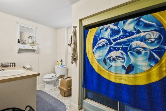 27 Whittier St, Fall River, MA 02724 - bathroom featuring vanity, tile patterned flooring, and a shower