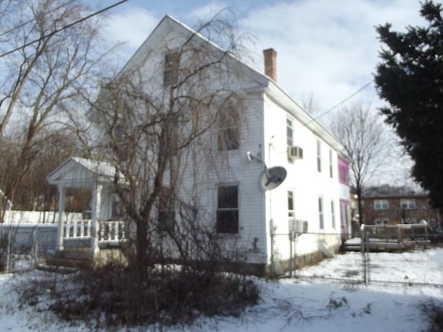 view of snow covered exterior