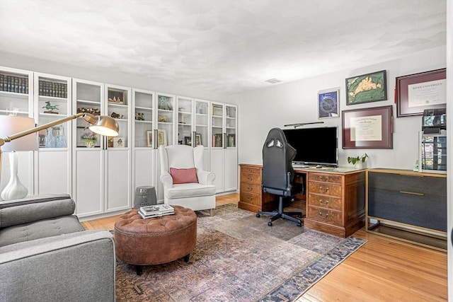 office with wood finished floors