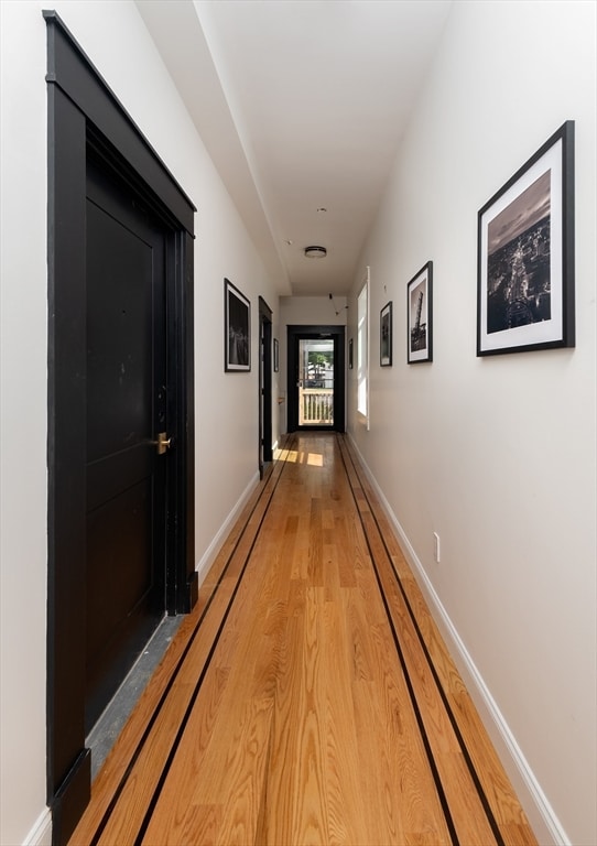 hall featuring light wood-type flooring