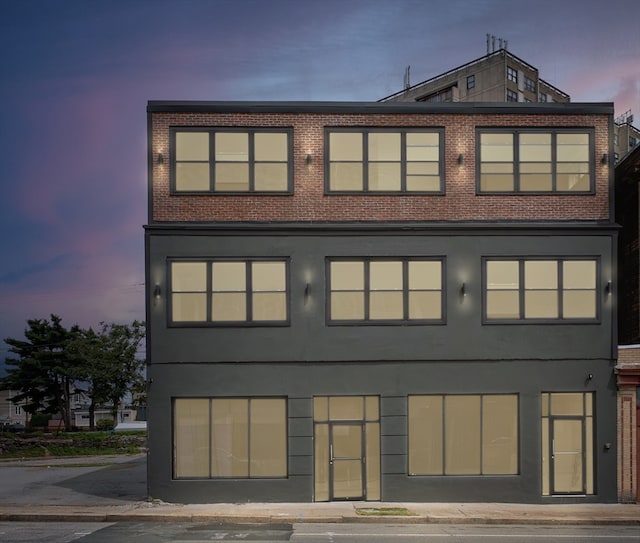 view of back house at dusk