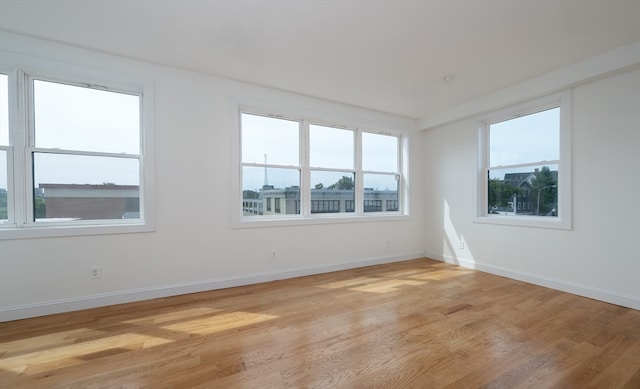 spare room featuring light hardwood / wood-style floors