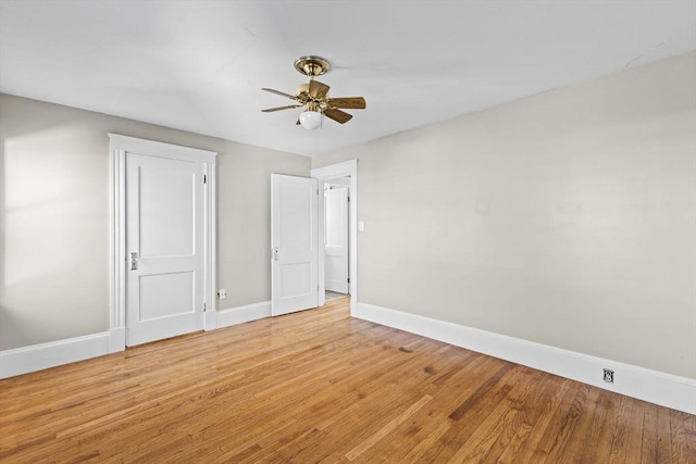 interior space featuring ceiling fan and light hardwood / wood-style flooring