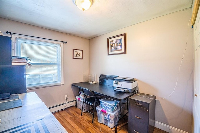 214 Hovenden Ave, Brockton, MA 02302 - home office with baseboard heating and light wood finished floors