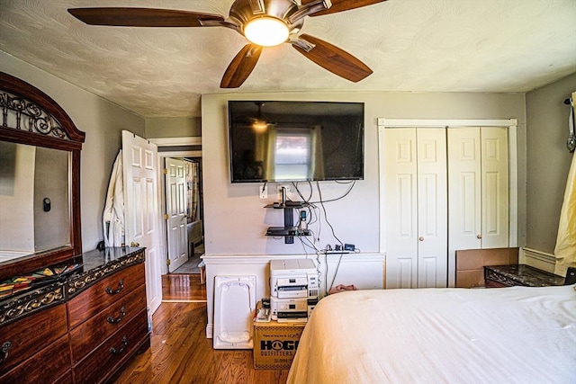 214 Hovenden Ave, Brockton, MA 02302 - bedroom featuring dark wood-style flooring, a closet, and a ceiling fan
