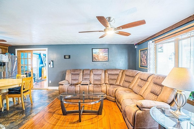 214 Hovenden Ave, Brockton, MA 02302 - living room featuring ceiling fan and baseboards