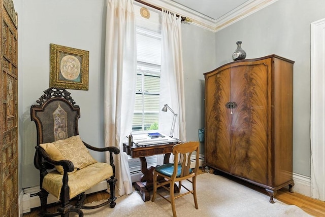 338 Harvard St Unit 1, Cambridge, MA 02139 - sitting room with crown molding and light wood-type flooring