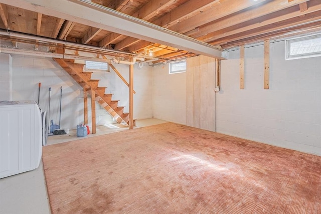 below grade area featuring stairs